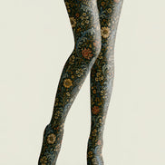 Boho Botanical Floral Tights Vintage Pantyhose L68-33