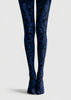 Dark Blue Paisley Tights Vintage Damask Pantyhose L68-34