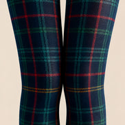 Navy Tartan Plaid Tights Preppy Patterned Pantyhose L68-36