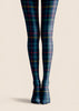 Navy Tartan Plaid Tights Preppy Patterned Pantyhose L68-36