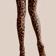Classic Leopard Tights Brown Animal Print Hosiery L68-37