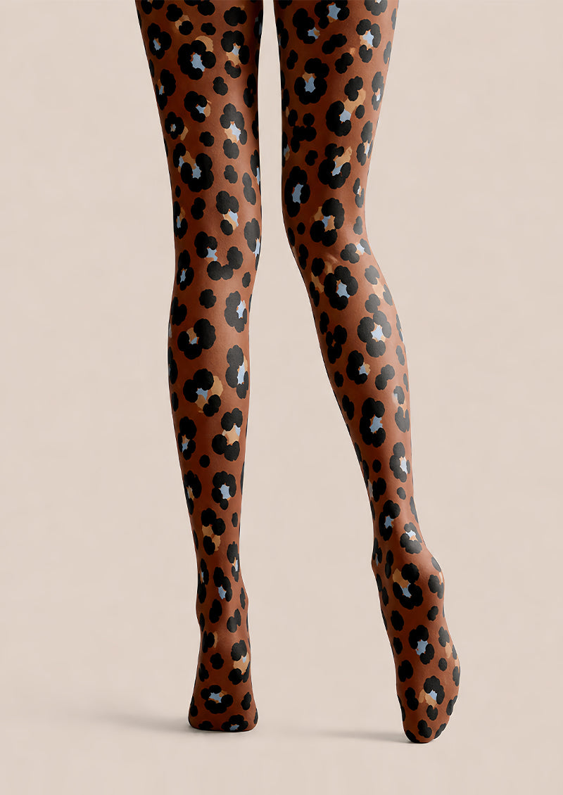 Classic Leopard Tights Brown Animal Print Hosiery L68-37