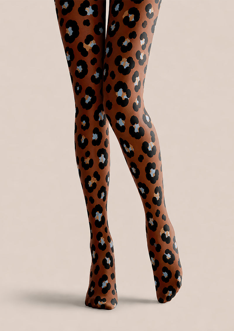 Classic Leopard Tights Brown Animal Print Hosiery L68-37