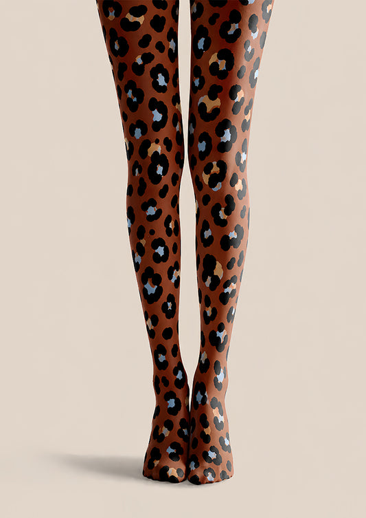 Classic Leopard Tights Brown Animal Print Hosiery L68-37