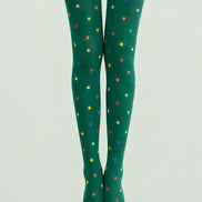 Colorful Polka Dot Pantyhose Green Graphic Tights L68-3