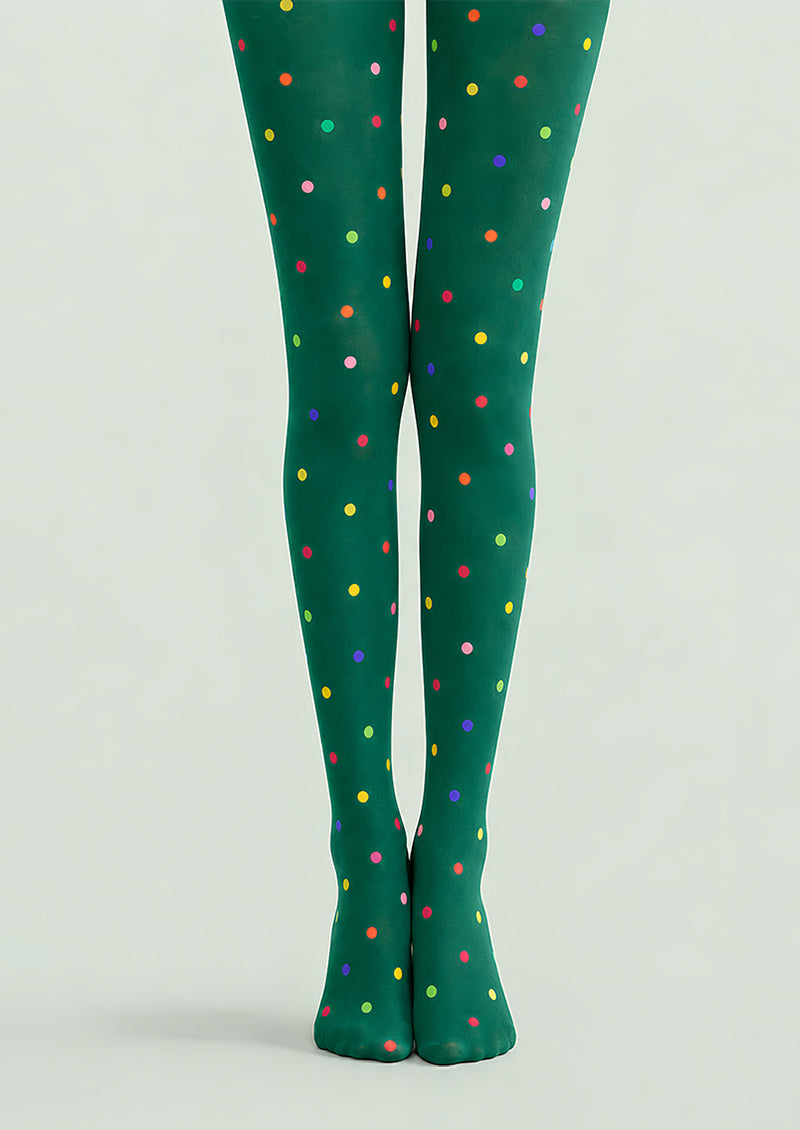 Colorful Polka Dot Pantyhose Green Graphic Tights L68-3
