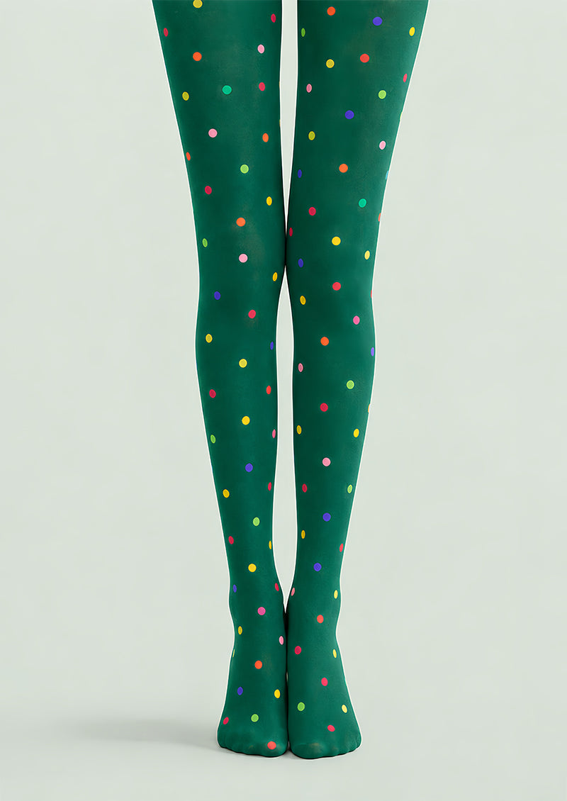 Colorful Polka Dot Pantyhose Green Graphic Tights L68-3