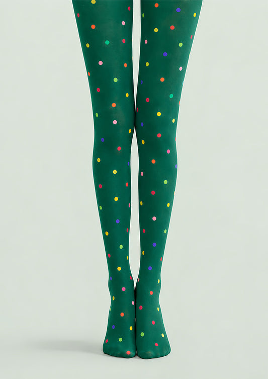 Colorful Polka Dot Pantyhose Green Graphic Tights L68-3
