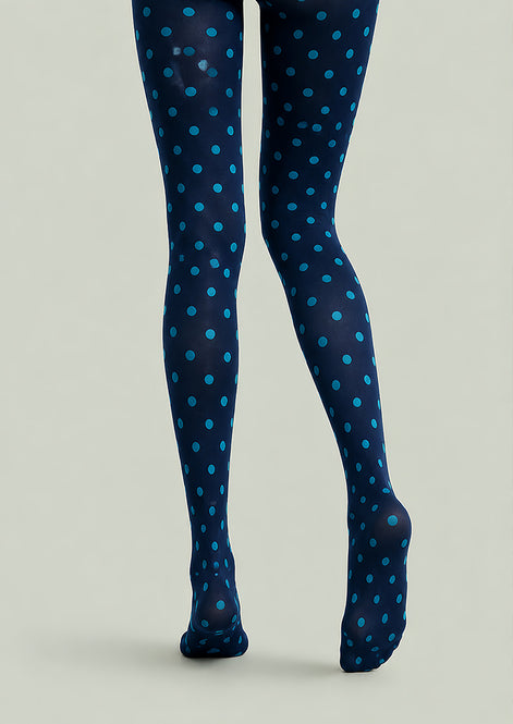 Preppy Blue Polka Dot Pantyhose Fashion Tights L68-4