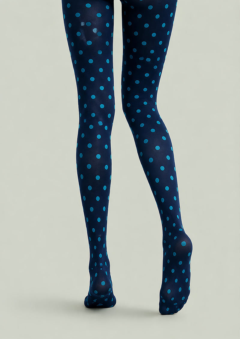 Preppy Blue Polka Dot Pantyhose Fashion Tights L68-4