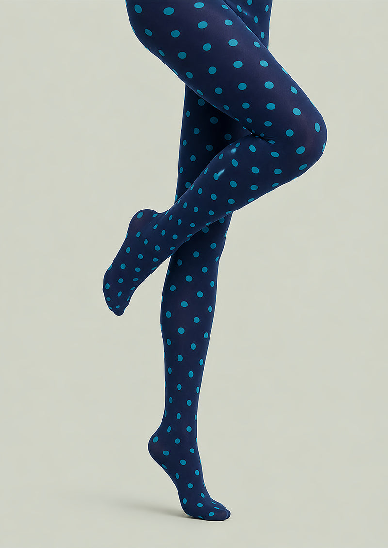 Preppy Blue Polka Dot Pantyhose Fashion Tights L68-4