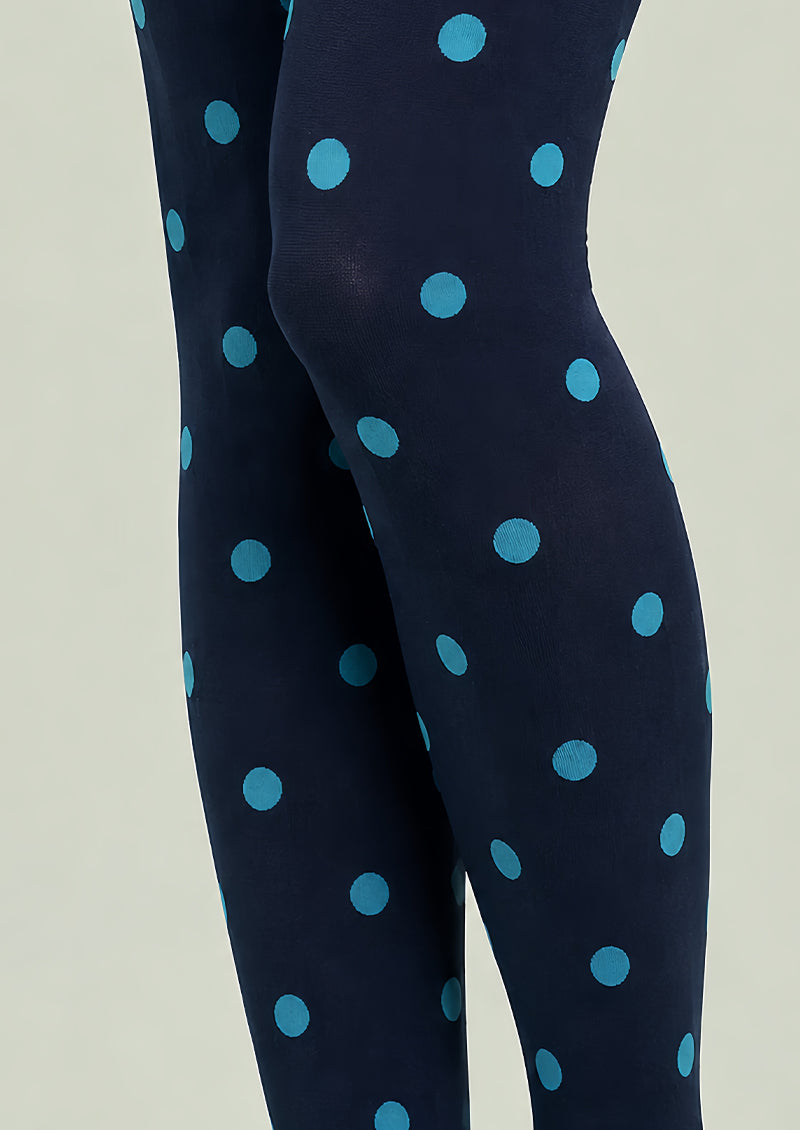 Preppy Blue Polka Dot Pantyhose Fashion Tights L68-4