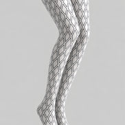 White Tights Black Diamond Lattice Graphic Pantyhose L68-41
