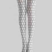White Tights Black Diamond Lattice Graphic Pantyhose L68-41