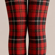 Red Black Tartan Tights Classic Plaid Pantyhose L68-43