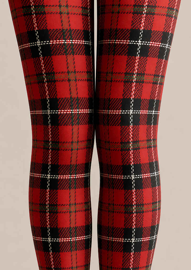Red Black Tartan Tights Classic Plaid Pantyhose L68-43