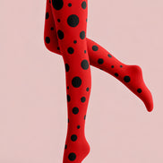 Red Polka Dot Tights Black Spot Pantyhose L68-44