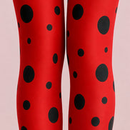 Red Polka Dot Tights Black Spot Pantyhose L68-44