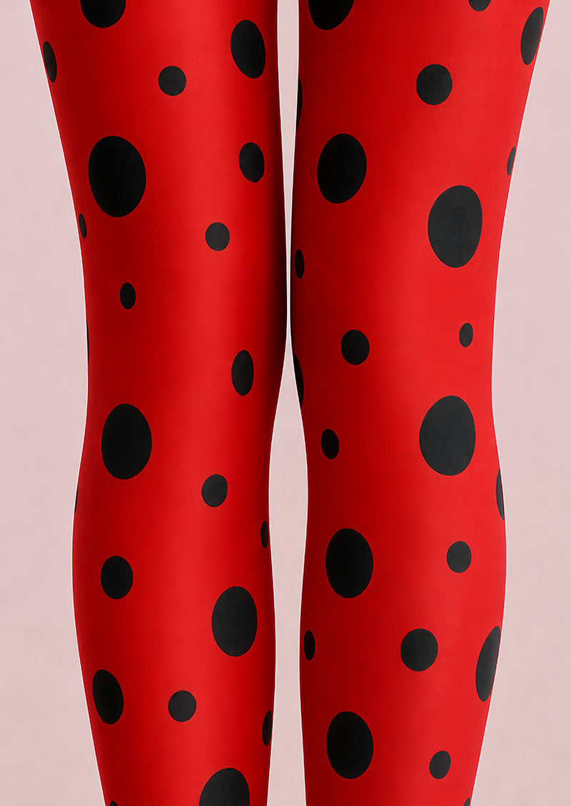 Red Polka Dot Tights Black Spot Pantyhose L68-44