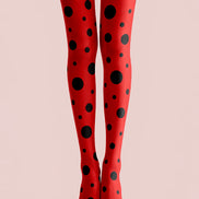 Red Polka Dot Tights Black Spot Pantyhose L68-44