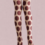 Burgundy Polka Dot Tights Retro Pantyhose L68-45