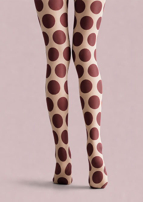 Burgundy Polka Dot Tights Retro Pantyhose L68-45