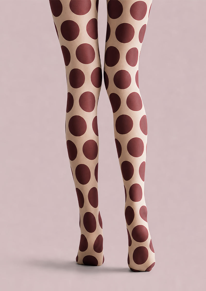 Burgundy Polka Dot Tights Retro Pantyhose L68-45