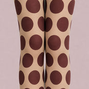 Burgundy Polka Dot Tights Retro Pantyhose L68-45