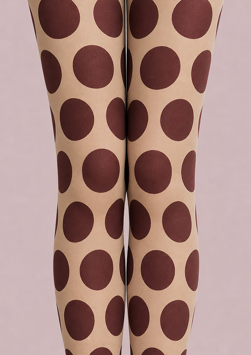 Burgundy Polka Dot Tights Retro Pantyhose L68-45