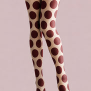 Burgundy Polka Dot Tights Retro Pantyhose L68-45