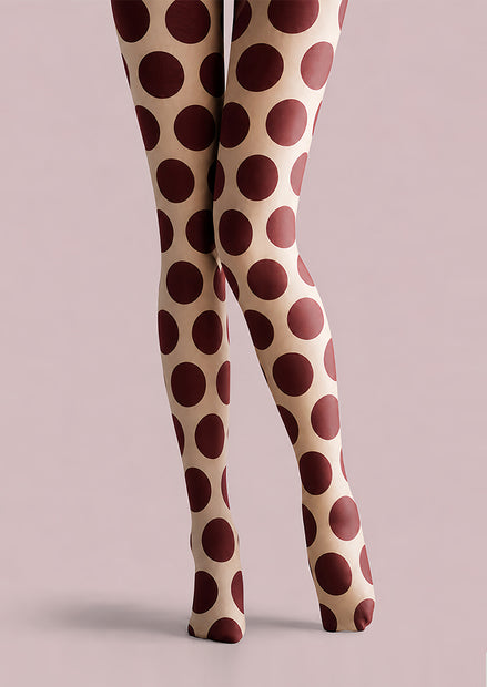 Burgundy Polka Dot Tights Retro Pantyhose L68-45