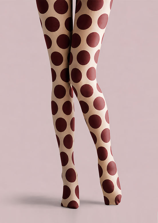 Burgundy Polka Dot Tights Retro Pantyhose L68-45