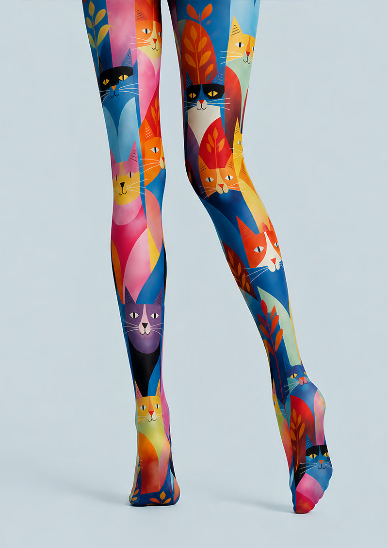 Cute Cartoon Cat Tights Colorful Graphic Pantyhose L68-47