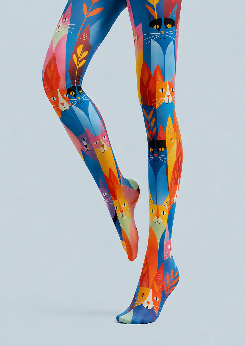 Cute Cartoon Cat Tights Colorful Graphic Pantyhose L68-47