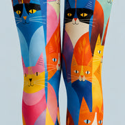 Cute Cartoon Cat Tights Colorful Graphic Pantyhose L68-47
