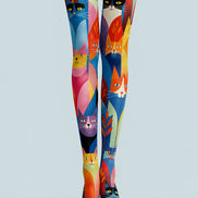 Cute Cartoon Cat Tights Colorful Graphic Pantyhose L68-47
