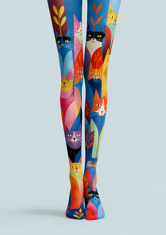 Cute Cartoon Cat Tights Colorful Graphic Pantyhose L68-47