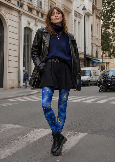 Blue Galaxy Tights Starry Night Print Pantyhose L68-49