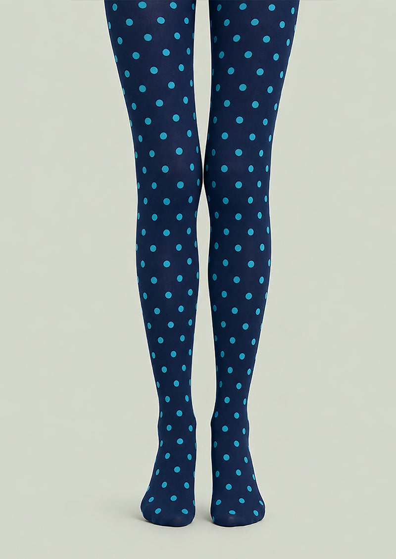 Preppy Blue Polka Dot Pantyhose Fashion Tights L68-4