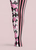 Pink Black Harlequin Tights Tea Party Graphic Pantyhose L68-52