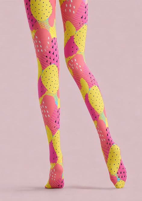 Y2K Abstract Colorful Pattern Tights Hosiery Pantyhose L68-54