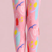 Pink Abstract Art Tights Colorful Graphic Pantyhose L68-55