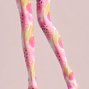 Pastel Abstract Tights Pink Artistic Patterned Pantyhose L68-56