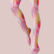 Pastel Abstract Tights Pink Artistic Patterned Pantyhose L68-56