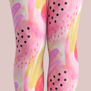Pastel Abstract Tights Pink Artistic Patterned Pantyhose L68-56