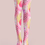 Pastel Abstract Tights Pink Artistic Patterned Pantyhose L68-56