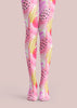 Pastel Abstract Tights Pink Artistic Patterned Pantyhose L68-56