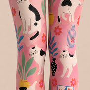 Pink Animal Print Pantyhose Cute Cat Tights L68-57