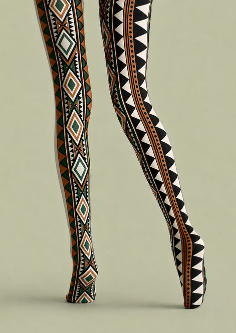 Abstract Pattern Tights Tribal Print Pantyhose L68-58