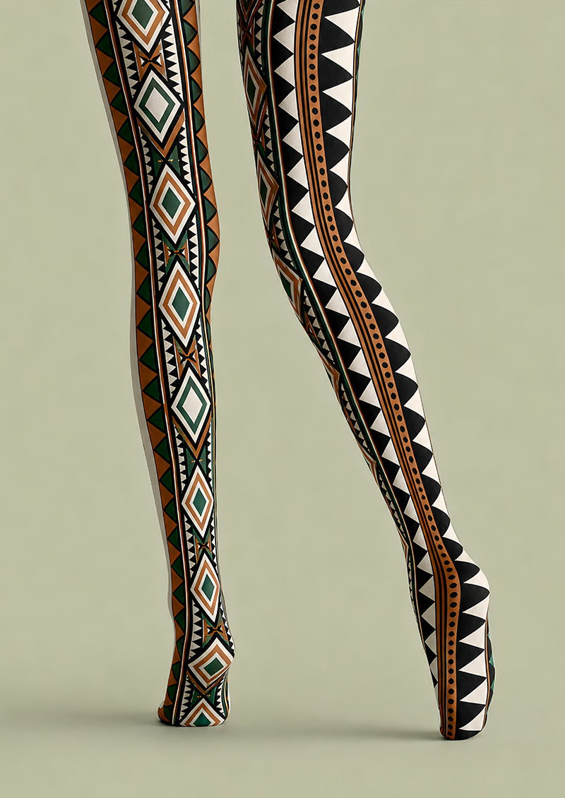 Abstract Pattern Tights Tribal Print Pantyhose L68-58
